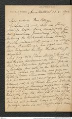 Nachlass Franz Steindachner, Brief von Max Weber an Franz Steindachner (18.02.1907), Inv.Nr. 577.01, Seite 1